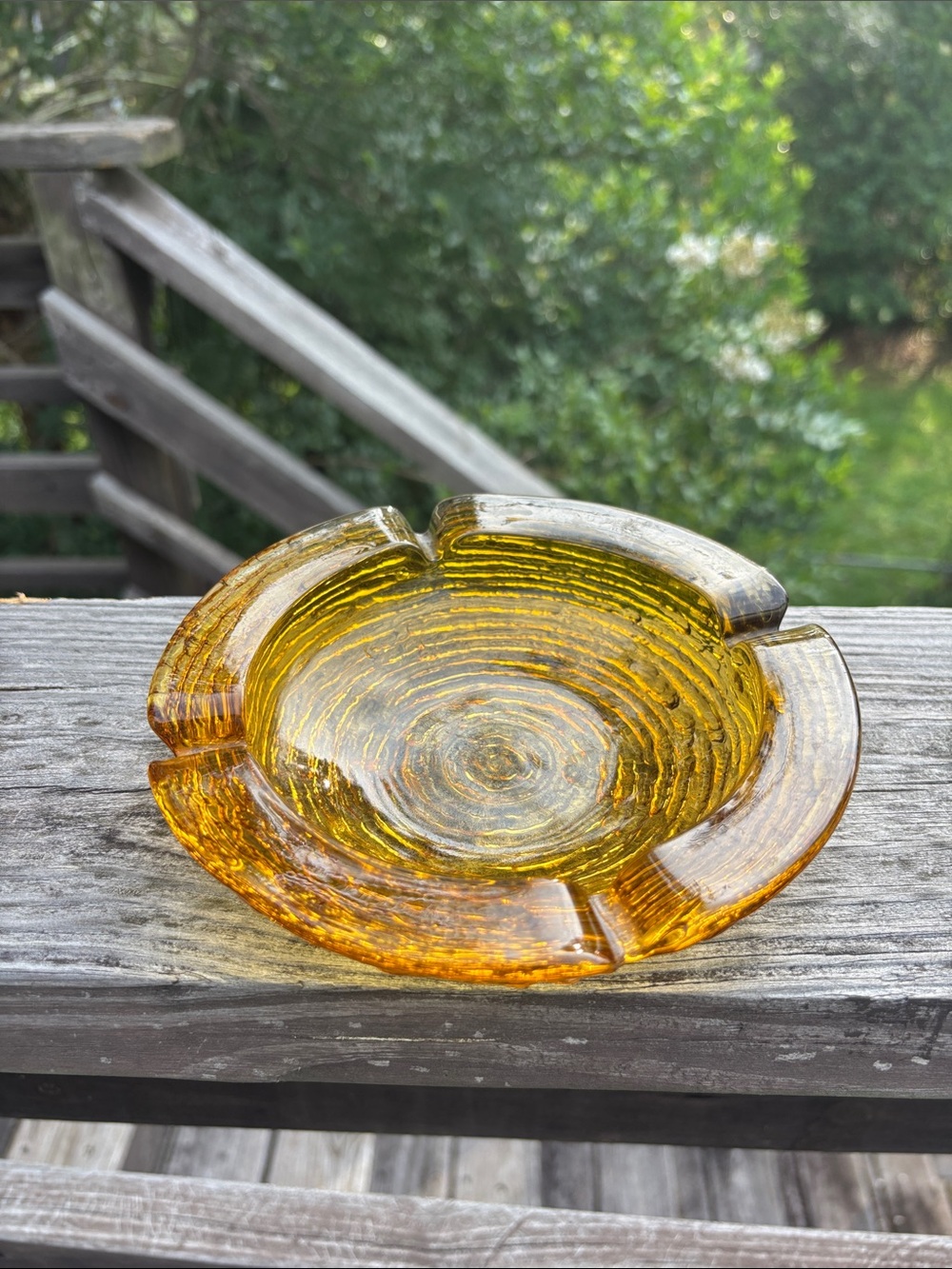 Vintage Amber Glass Ash Tray